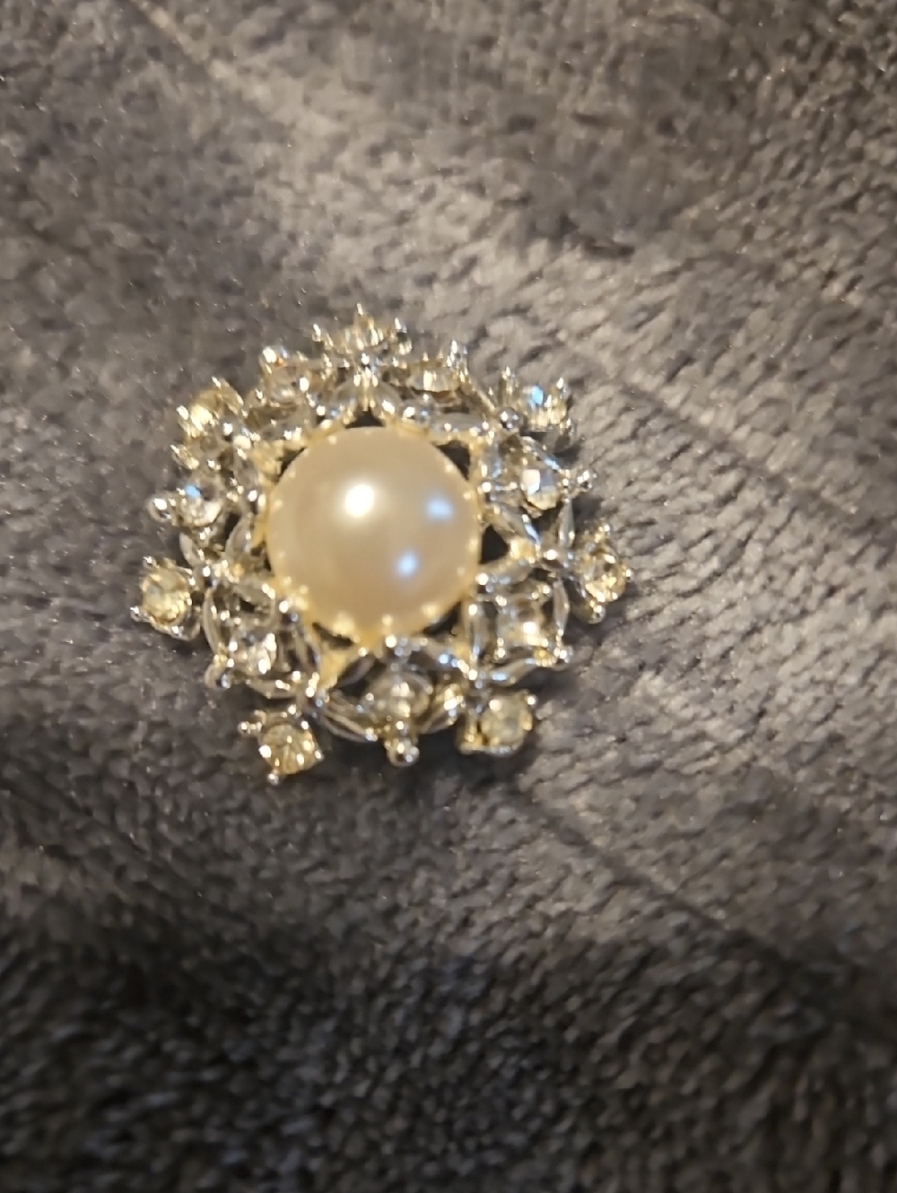 Gold-Tone Pearl & Crystal Floral Brooch - Ivory Pearl Accent